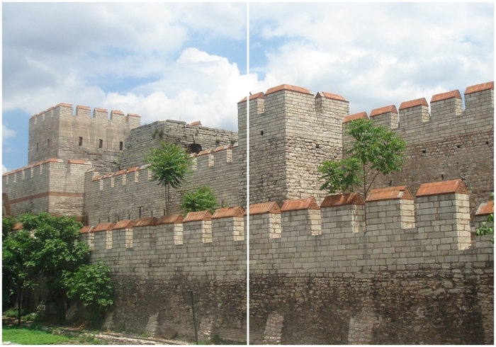 Восстановленный участок Феодосийских стен у Селимбрийских ворот.