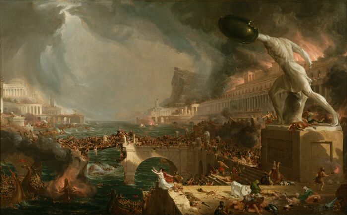 Разрушение из серии Курс империи, Томас Коул, 1836 год. \ Фото: voxpopulisphere.com.