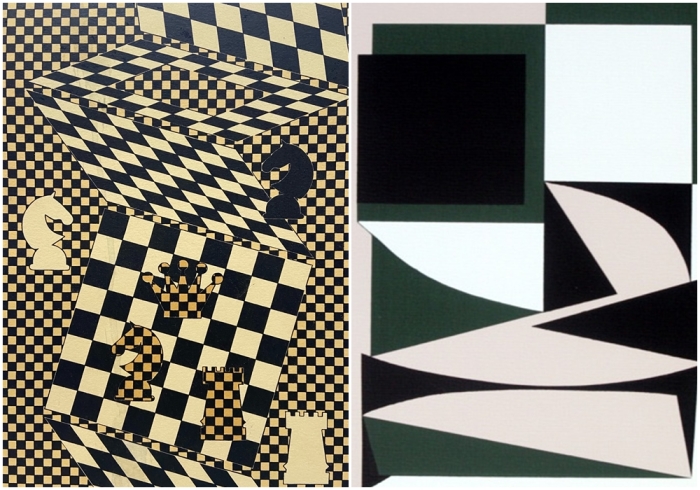 Слева направо: Шахматная доска, Виктор Вазарели, 1935 год. \ Эзинор Виктор, Вазарели, 1949 год.