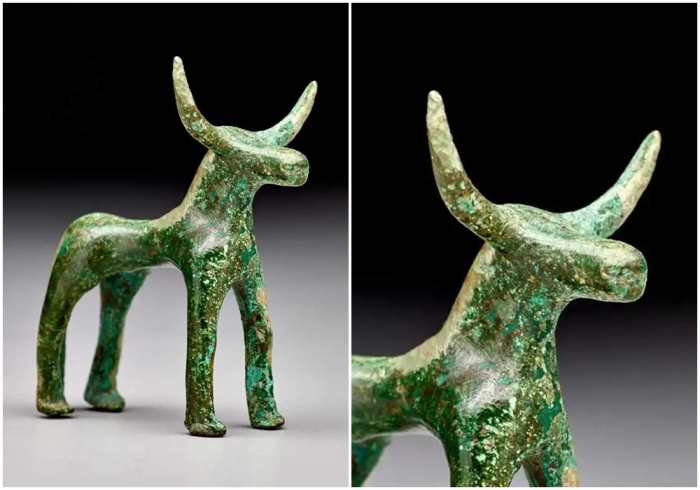 Древнегреческая бронзовая статуэтка быка, конец VIII века до н.э.