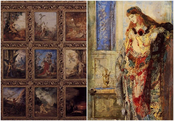 Слева направо: История человечества (9 досок), 1886 год, музей Гюстава Моро, Париж. \ Туалет, Гюстав Моро.