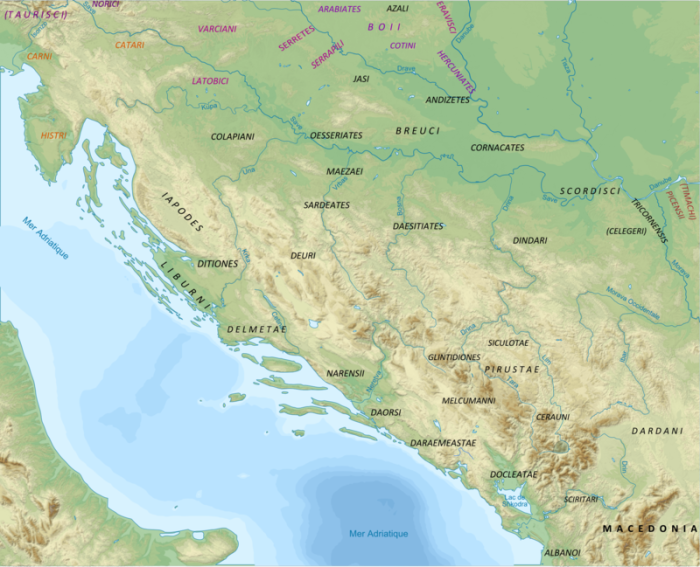 Племена в Юго-Восточной Европе, Западных Балканах, Паннонии и западной Дакии, около 50 г. до н.э. \ Фото: en.wikipedia.org.