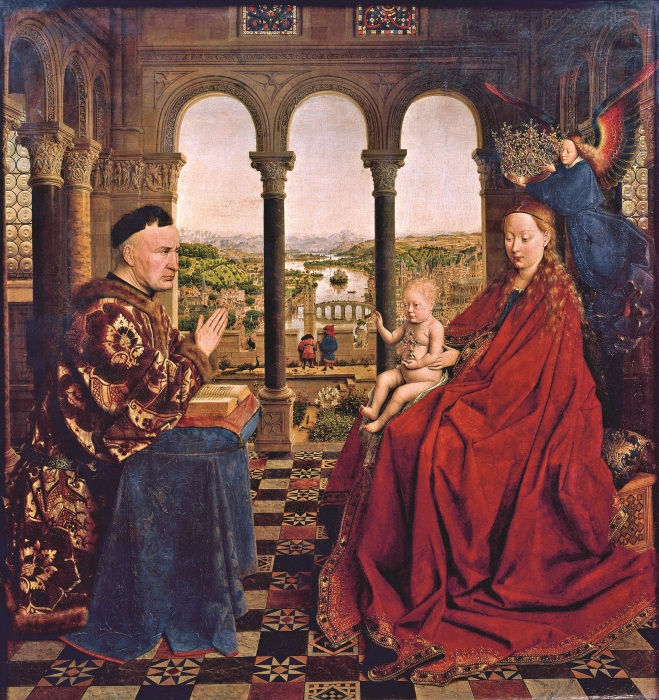 Мадонна канцлера Ролена, Ян ван Эйк, 1435 год. \ Фото: ocdn.eu.
