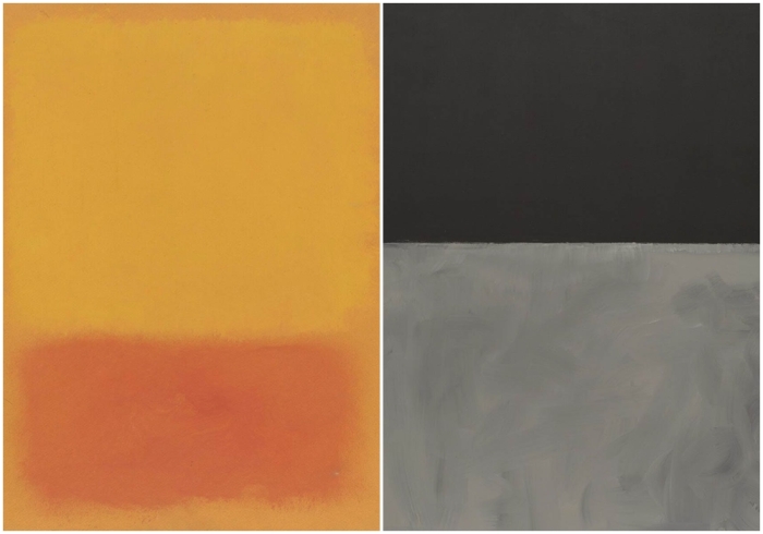 Слева направо: Без названия, Марк Ротко, 1968 год. \ Без названия из серии «Чёрное на сером», Марк Ротко, 1969-70 гг.