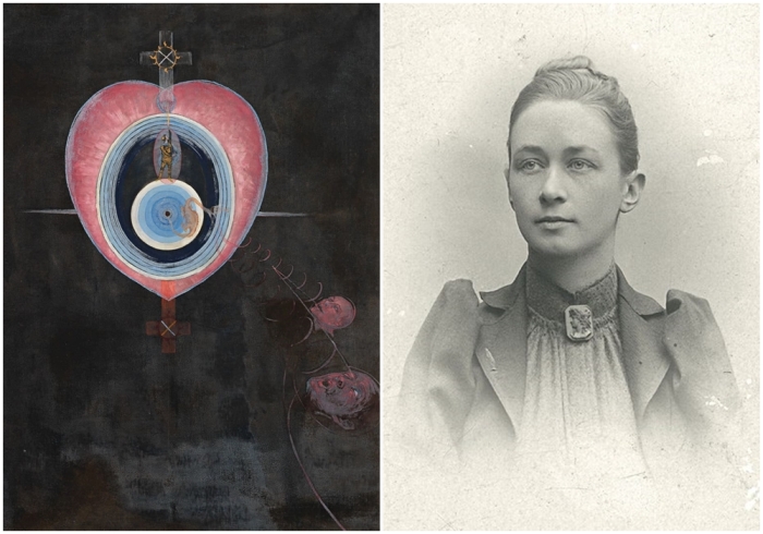 Слева направо: Группа IX/UW, Голубь № 9, Хильма аф Клинт, 1915 год\ Портретная фотография Хилмы аф Клинт, сделанная неизвестным фотографом.