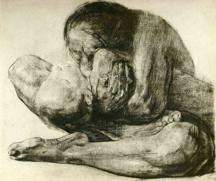 Женщина с мёртвым ребёнком, Кете Кольвиц, 1903 год. \ Фото: twitter.com.