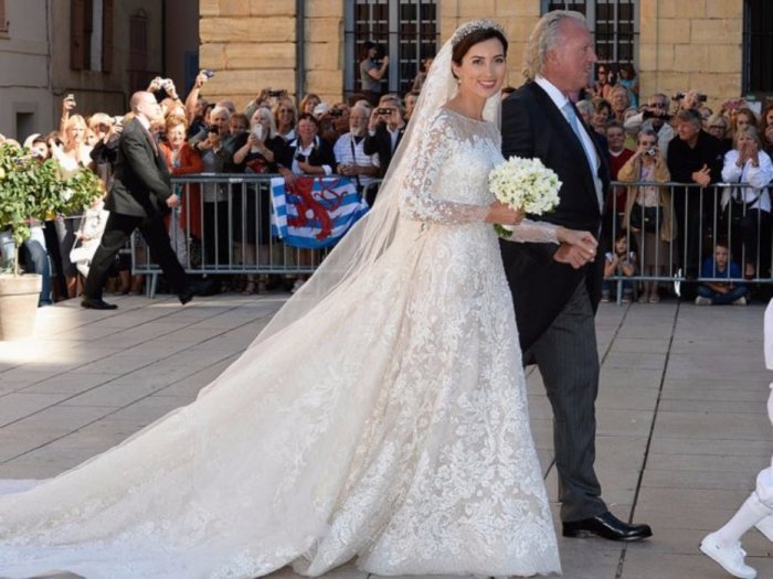 Принцесса Клер из Люксембурга с отцом в день её свадьбы в 2013 году.