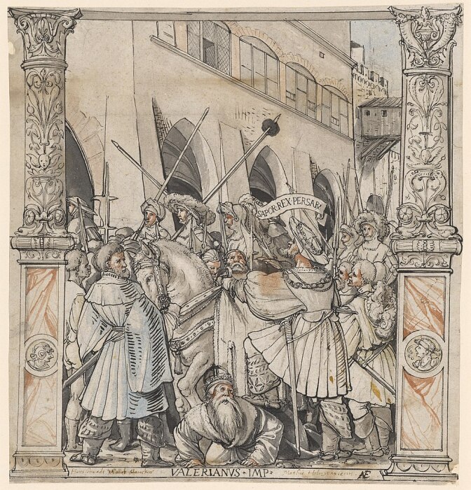 Унижение императора Валериана персидским царём Сапором, Ганс Гольбейн Старший, 1521 год. \ Фото: commons.wikimedia.org.