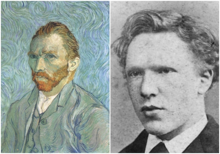 Слева направо: Винсент ван Гог, автопортрет, 1889 год. \ Винсент Ван Гог в возрасте 18 лет (ок. 1871—1872 года).