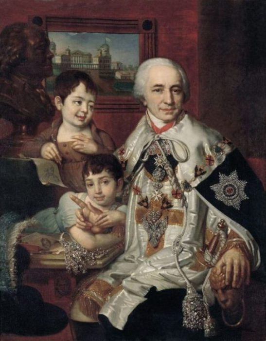 Портрет графа Григория Григорьевича Кушелева с детьми. Автор: Владимир Боровиковский.