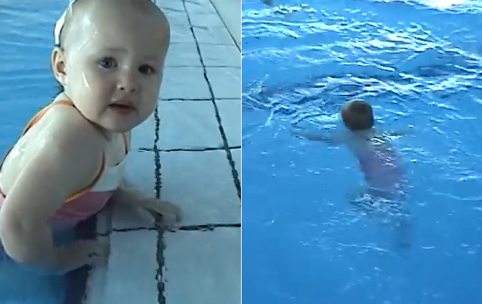 Удивительное видео: девочка, которой не исполнилось и двух лет, плавает в бассейне как рыба