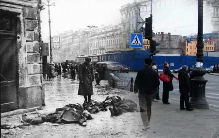 Блокадный Ленинград и современный Санкт-Петербург на 27 проникновенных фотоколлажах