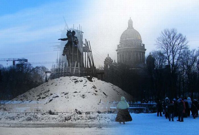 Блокадный Ленинград и современный Санкт-Петербург на 27 проникновенных фотоколлажах