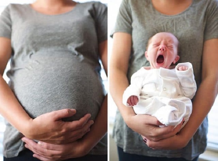 Очень милая идея для фотографий беременной и рожденного младенца.
