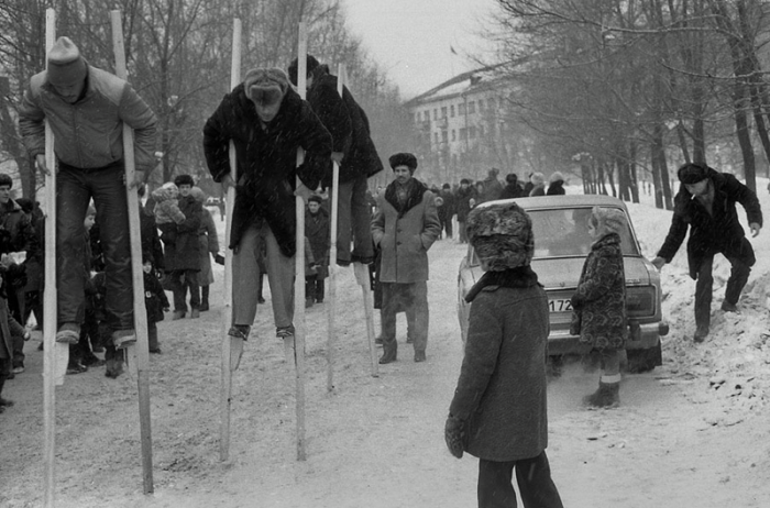 Праздник Масленицы у шахтеров. Новокузнецк, 1984 г.