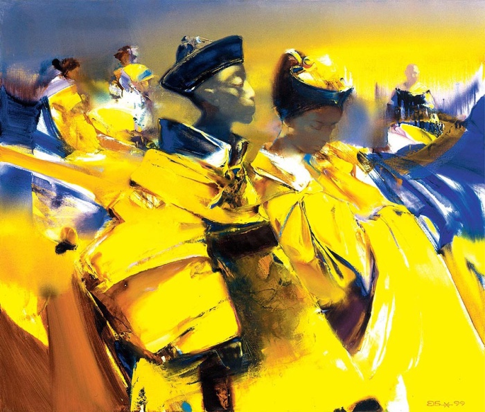Экспрессия красок в картине «Прогулка императора».