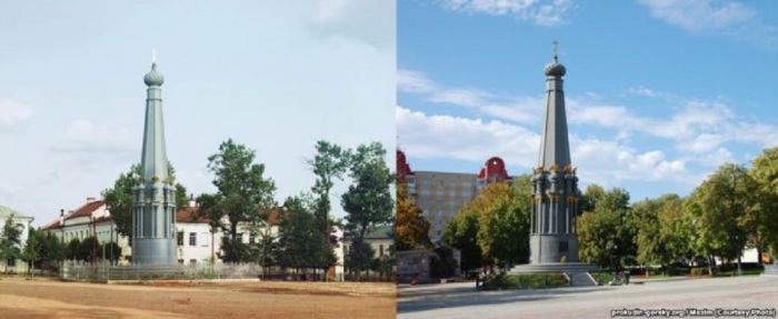 Восстановленый 24-метровый памятник героям Отечественной войны.