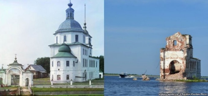 Уникальный памятник, у самого берега Белого озера, единственный в России храм на воде, сохранившийся после затопления огромных территорий при строительстве Волго-Балта.
