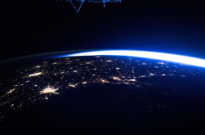 Вид с Международной космической станции над Мексиканским заливом, 12 июля 2015.