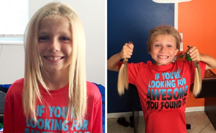8-летний мальчик 2 года отращивал волосы, чтобы отдать их на парики детям, страдающим от рака.