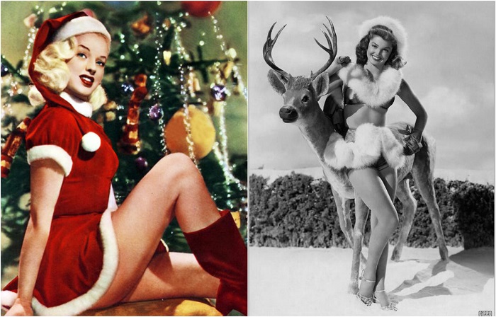 Рождественские образы от красивейших актрис века Pin-up Girls.