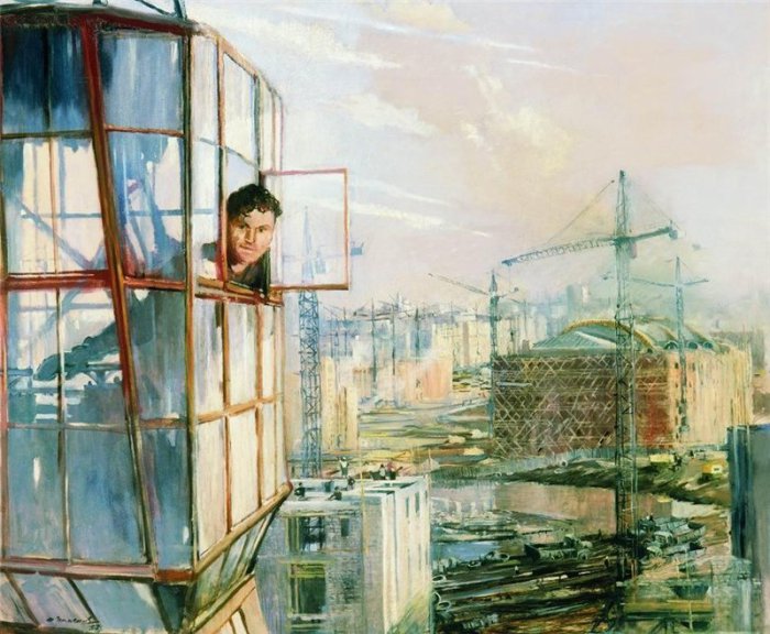 Автор плаката: Юрий Иванович Пименов, 1957 год.