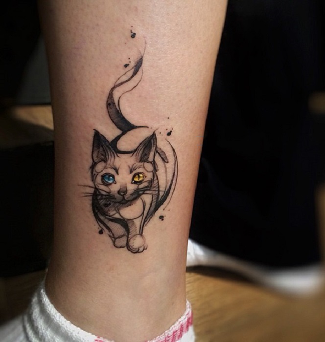 Фото тату кошка — все самое главное про рисунок татуировки