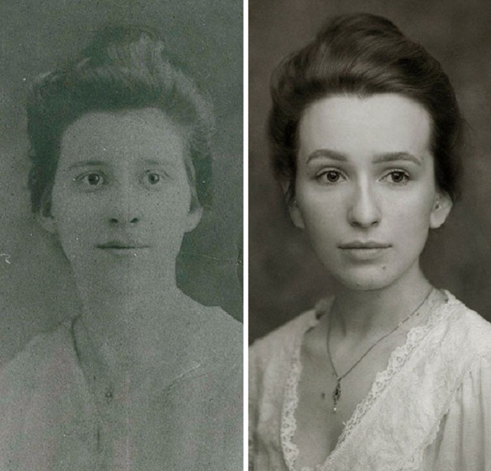 «Удачная попытка воссоздать портрет моей прапрабабушки 1918 года».