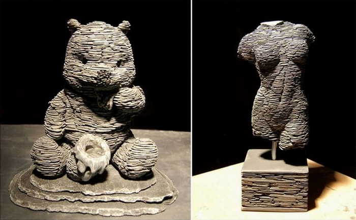 Необычные скульптуры из кусочков сланца. Работы Стивена Кеттла