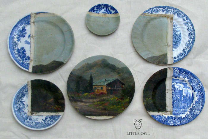 Картины на фарфоровых тарелках, Altered Perspectives от Little Owl Design
