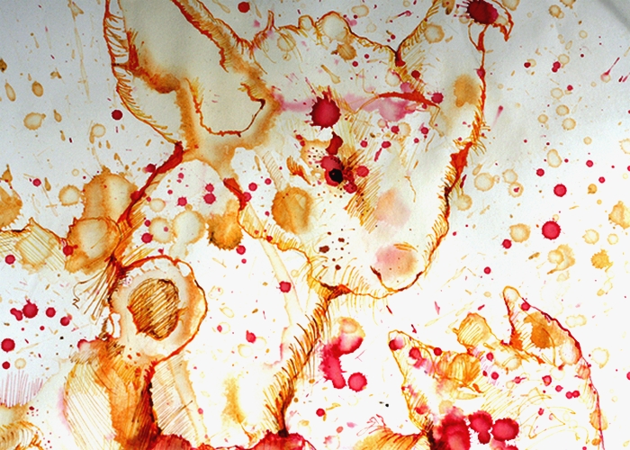 Живопись на базе апофении. Картины Анджелы Отто из пятен от кофе, чая, сока и других напитков
