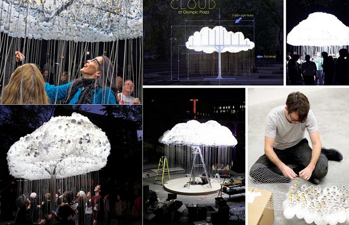 Облако из 6000 лампочек на фестивале Nuit Blanche