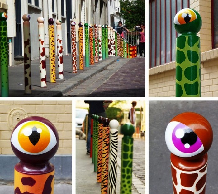 Городские столбы-циклопы от уличного художника CyKlope