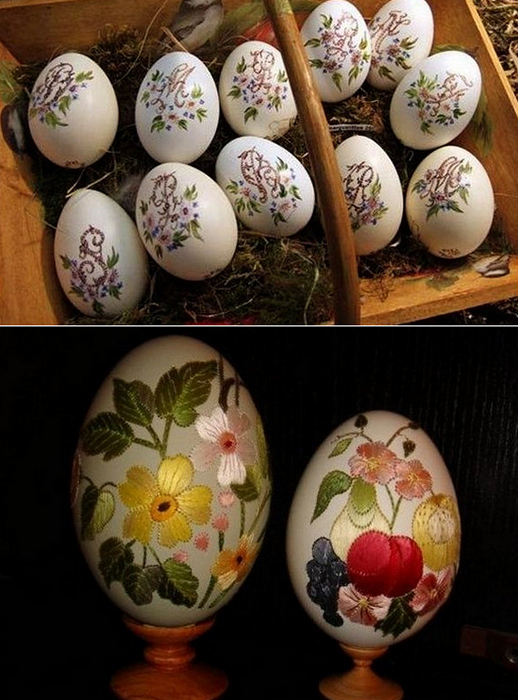 Вышитые яйца в арт-проекте Elizabeth Klein