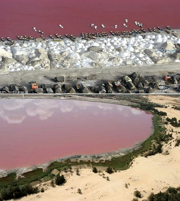 Озеро Ретба (Lac Rose) с розовой водой. Сенегал