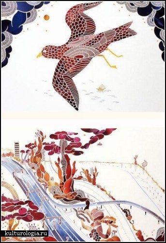 Птицы и цветы в коллажах Маюко Фуджино (Mayuko Fujino)