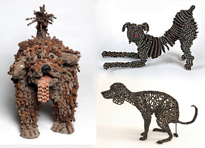 Собачки из цепи. Серия скульптур Dog collection от Нирит Левав