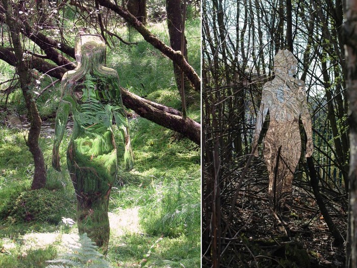 Стеклянные скульптуры-призраки в лесах Шотландии
