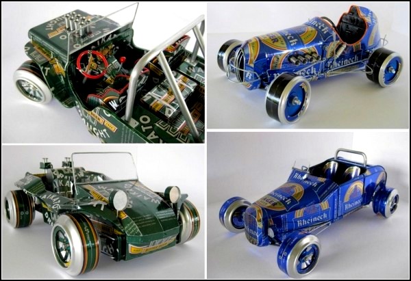 Коллекция моделей авто из алюминиевых баночек
