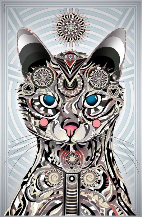 Психоделически яркие кошки в иллюстрациях Матея Апостолеску (Matei Apostolescu)