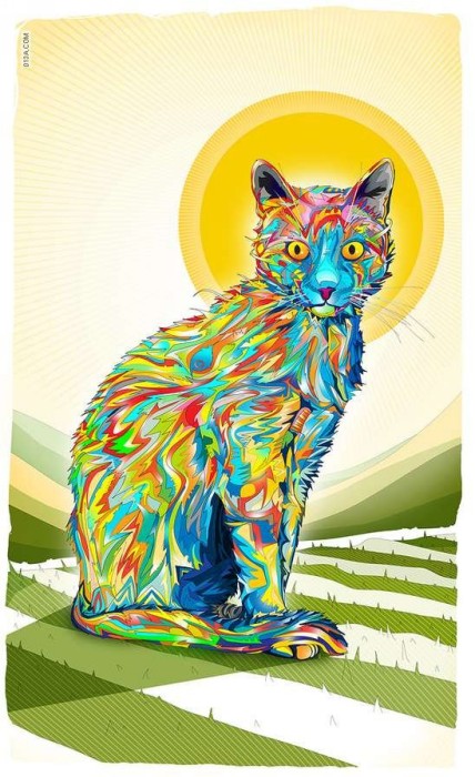 Психоделически яркие кошки в иллюстрациях Матея Апостолеску (Matei Apostolescu)