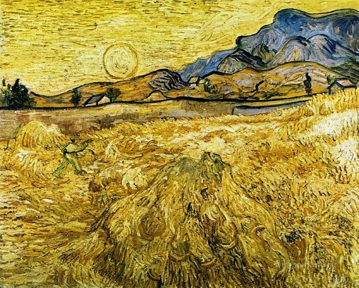 Ван Гог. Пшеничное поле со жнецом и солнцем, 1889 | Фото: gallerix.ru