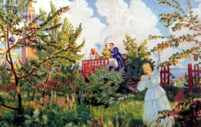 Б. Кустодиев. Яблоневый сад, 1918 | Фото: muzei-mira.com