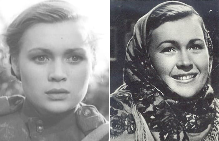 Нина Архипова в фильмах *Наше сердце*, 1946, и *Щедрое лето*, 1950
