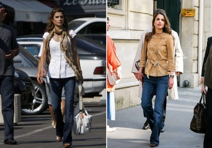 В повседневной жизни королева часто носит джинсы | Фото: fashiony.ru и ru.hellomagazine.com