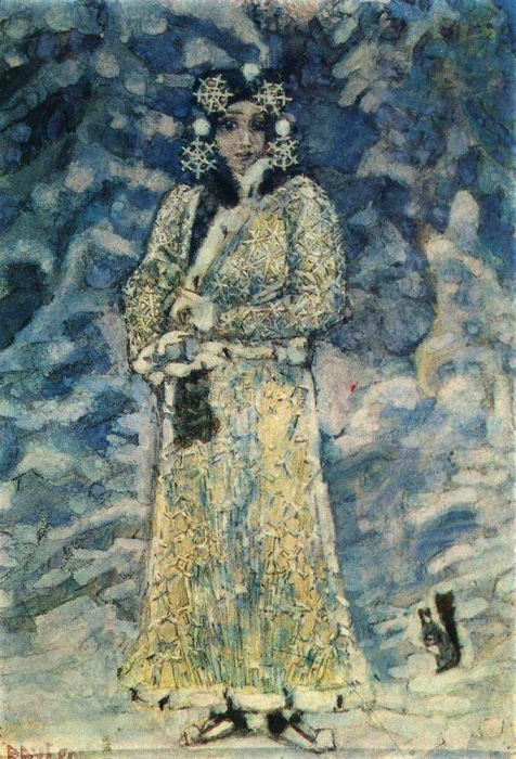 М. Врубель. Снегурочка, 1890-е. Эскиз для костюма в опере Н. Римского-Корсакова