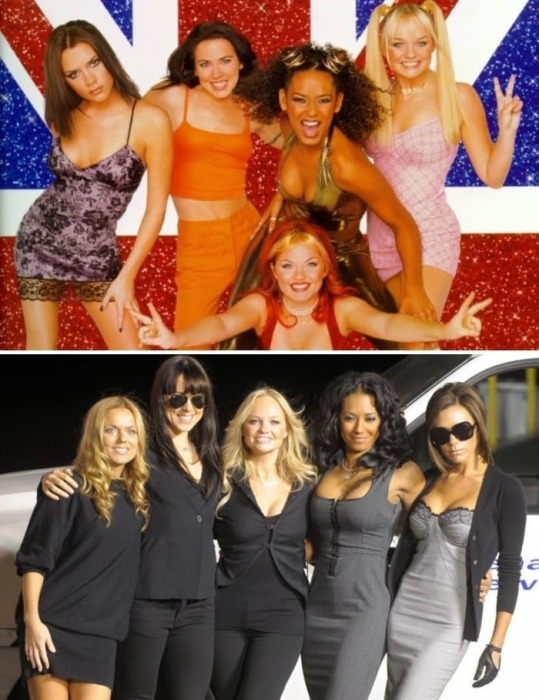 Участницы группы *Spice girls* тогда и сейчас | Фото: fishki.net и vev.ru