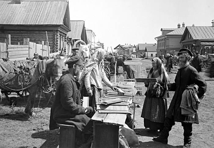 Распродажа в селе Василева Слобода. Нижегородская губерния, 1894 год. 