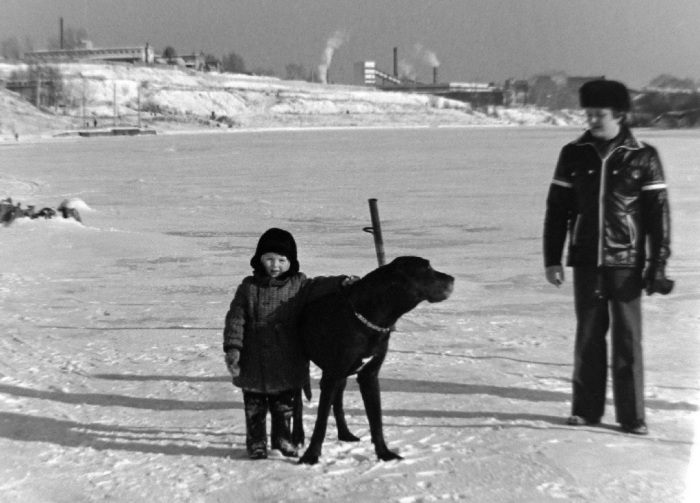 Москва-река ниже шлюза № 9. Москва, 1975 год. 