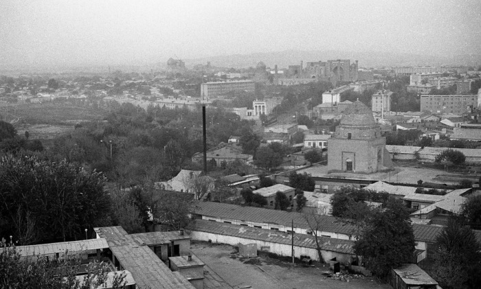 Панорама города. СССР, Узбекистан, Самарканд, 1984 год.